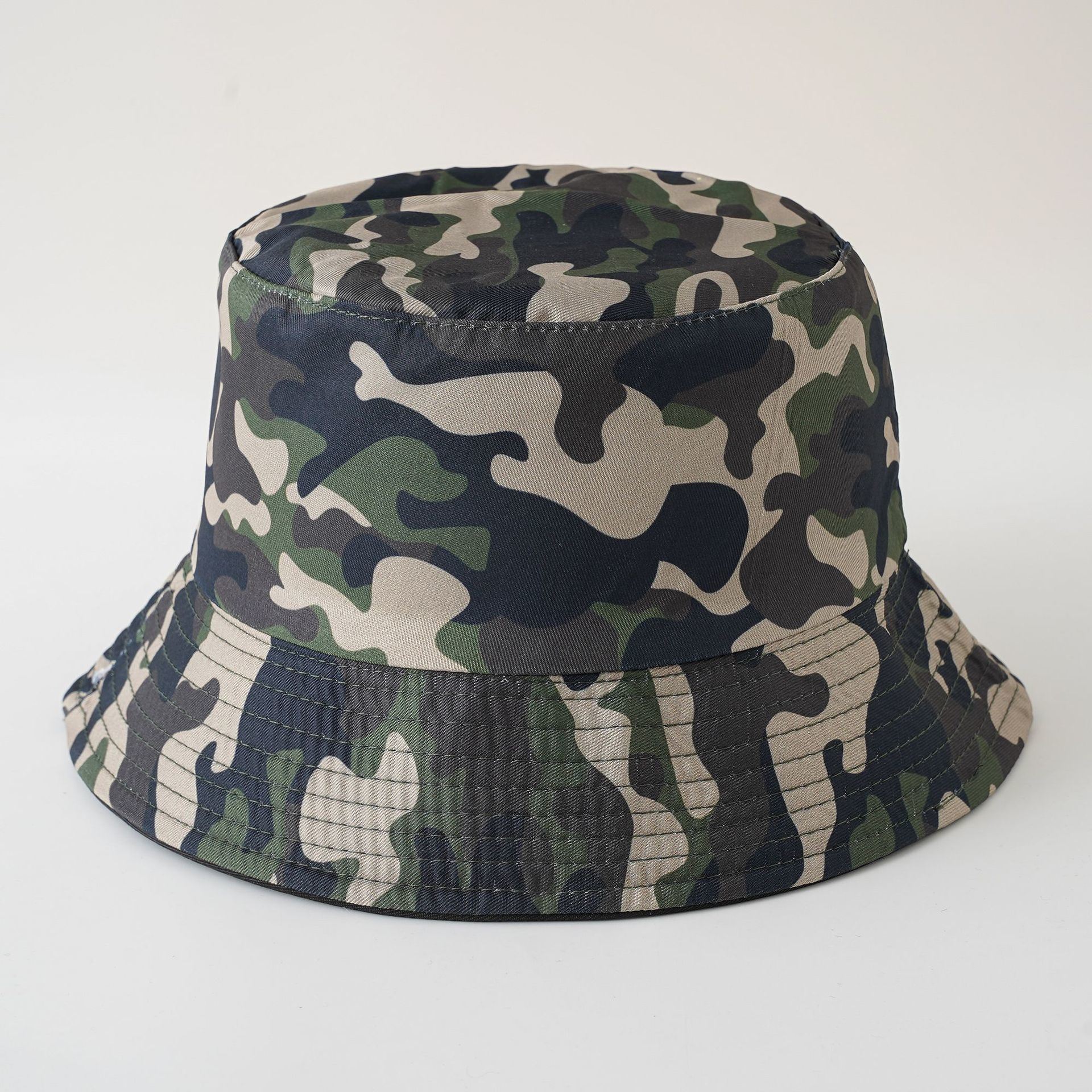 Double-sided fisherman hat new summer sun hat women's casual fashion trendy foldable camouflage pot hat Doba Black